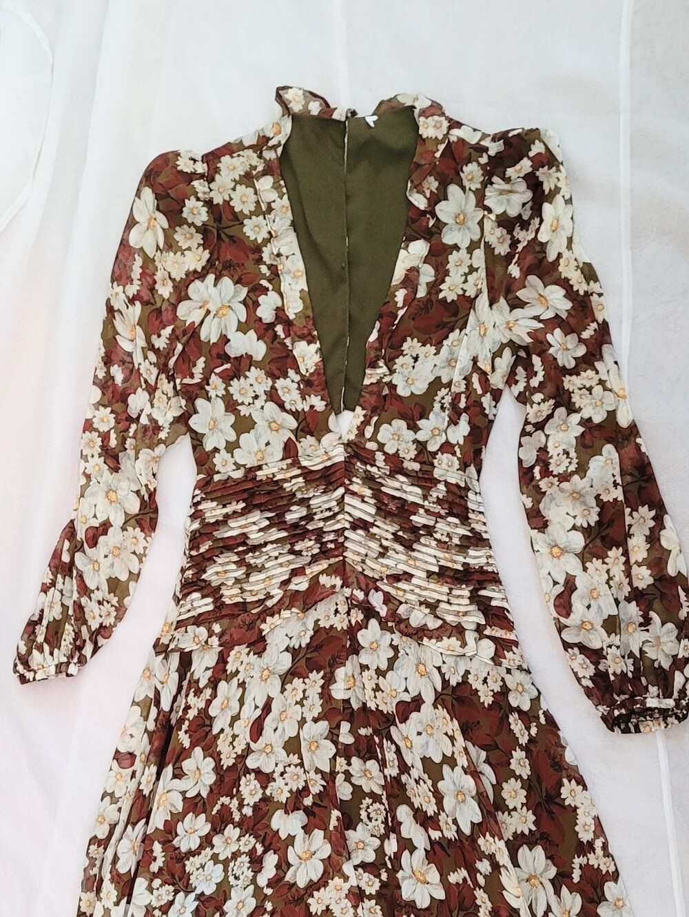NWOT! ASTR Fall Formal Floral Anthro Women's Open-Back Chiffon Maxi Dress Small - Picture 3 of 17